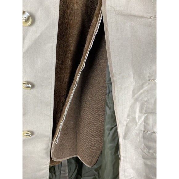 Vintage Men's Sz 36 Reg SEARS Outerwear Tan Over Coat With Zip Out Furry Lining - Picture 9 of 12
